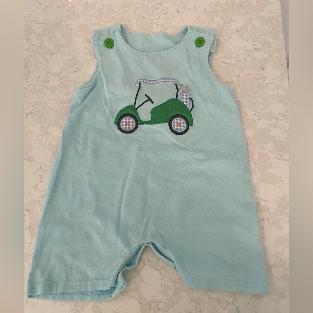 GUC Light Aqua Golf Appliqué Romper